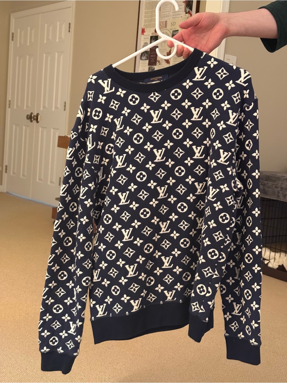 Louis Vuitton Navy and White Monogram Crewneck Sweater